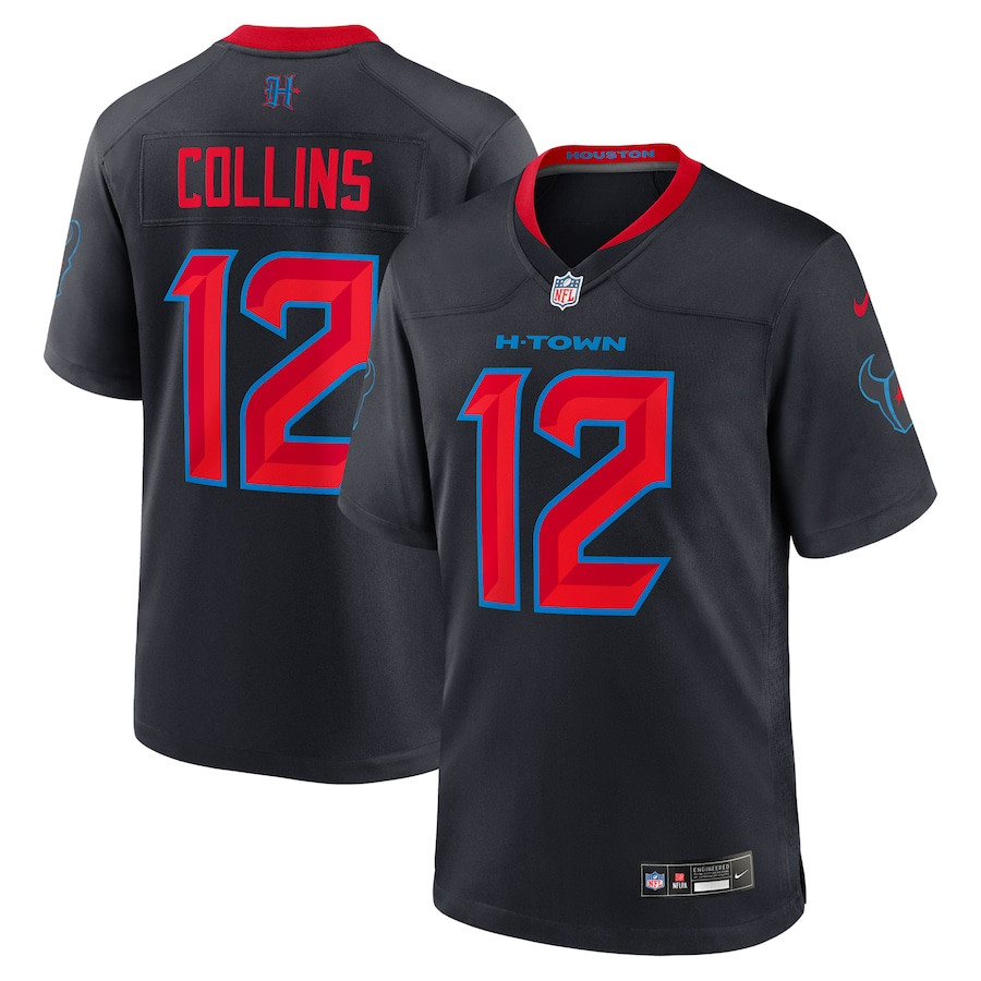 Nico Collins 12 Houston Texans 2nd Alternate Game Men Jersey - Navy Js7179