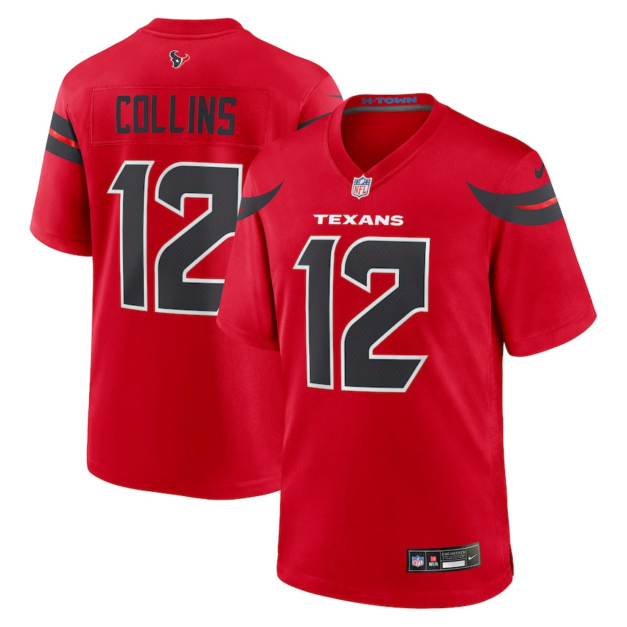 Nico Collins 12 Houston Texans Alternate Game Men Jersey - Red Js2682