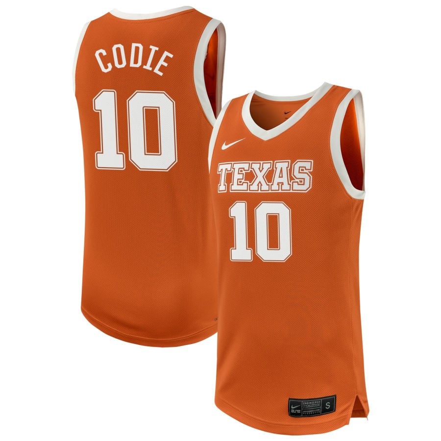 Nicolas Codie 10 Texas Longhorns Nil Men's Basketball Jersey - Texas Orange