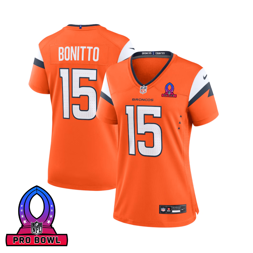 Nik Bonitto 15 Denver Broncos 2025 Pro Bowl Patch Women Game Jersey - Orange Js7866