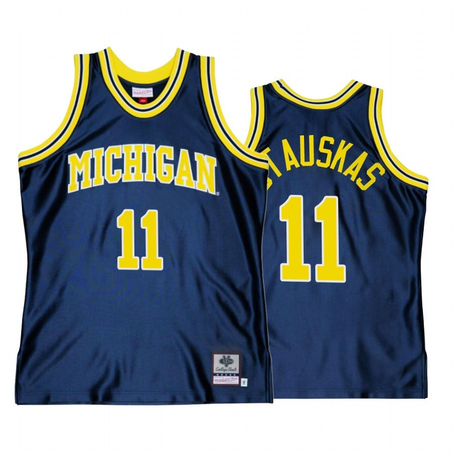 Nik Stauskas 11 Michigan Wolverines Navy Jersey Throwback Basketball