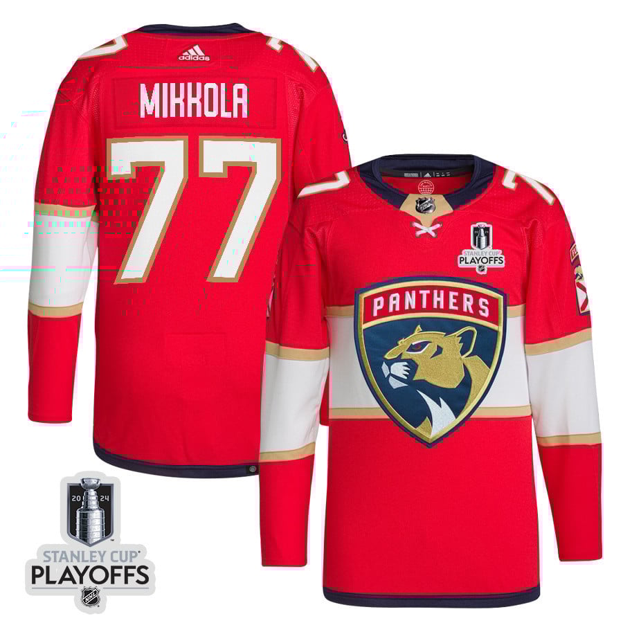 Niko Mikkola 77 Florida Panthers 2024 Nhl Playoffs Patch Home Jersey - Men, Red