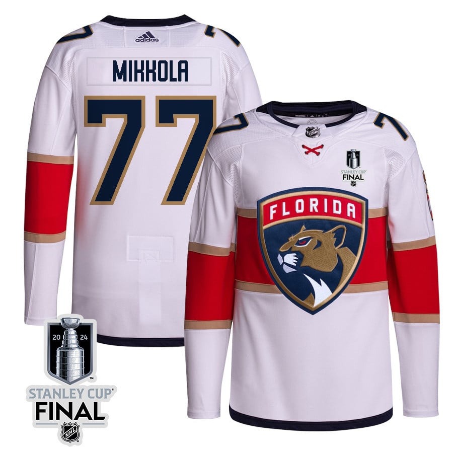 Niko Mikkola 77 Florida Panthers 2024 Stanley Cup Final Away Breakaway Jersey - Men, White