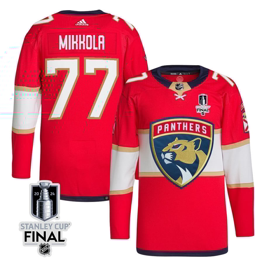 Niko Mikkola 77 Florida Panthers 2024 Stanley Cup Final Home Breakaway Jersey - Men, Red