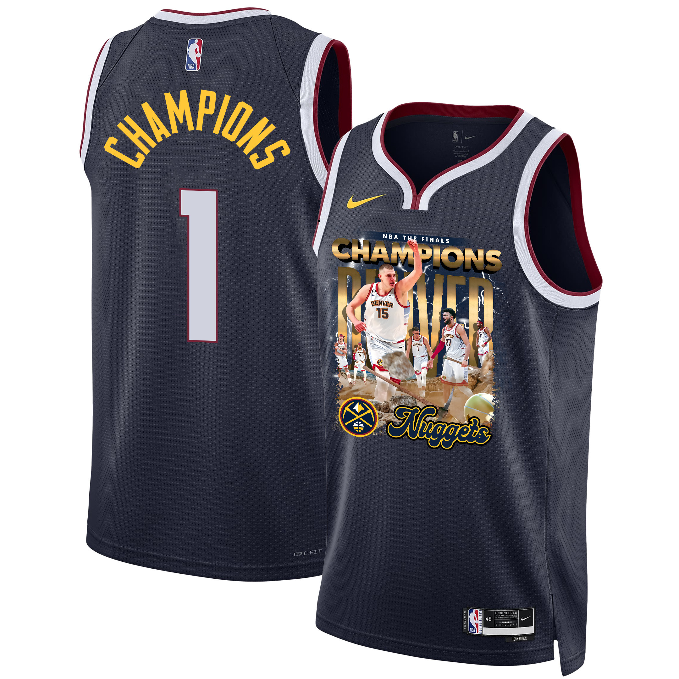 Nikola Joki? Denver Nuggets Superstar 2023 Nba The Final Champions Swingman Jersey - Black