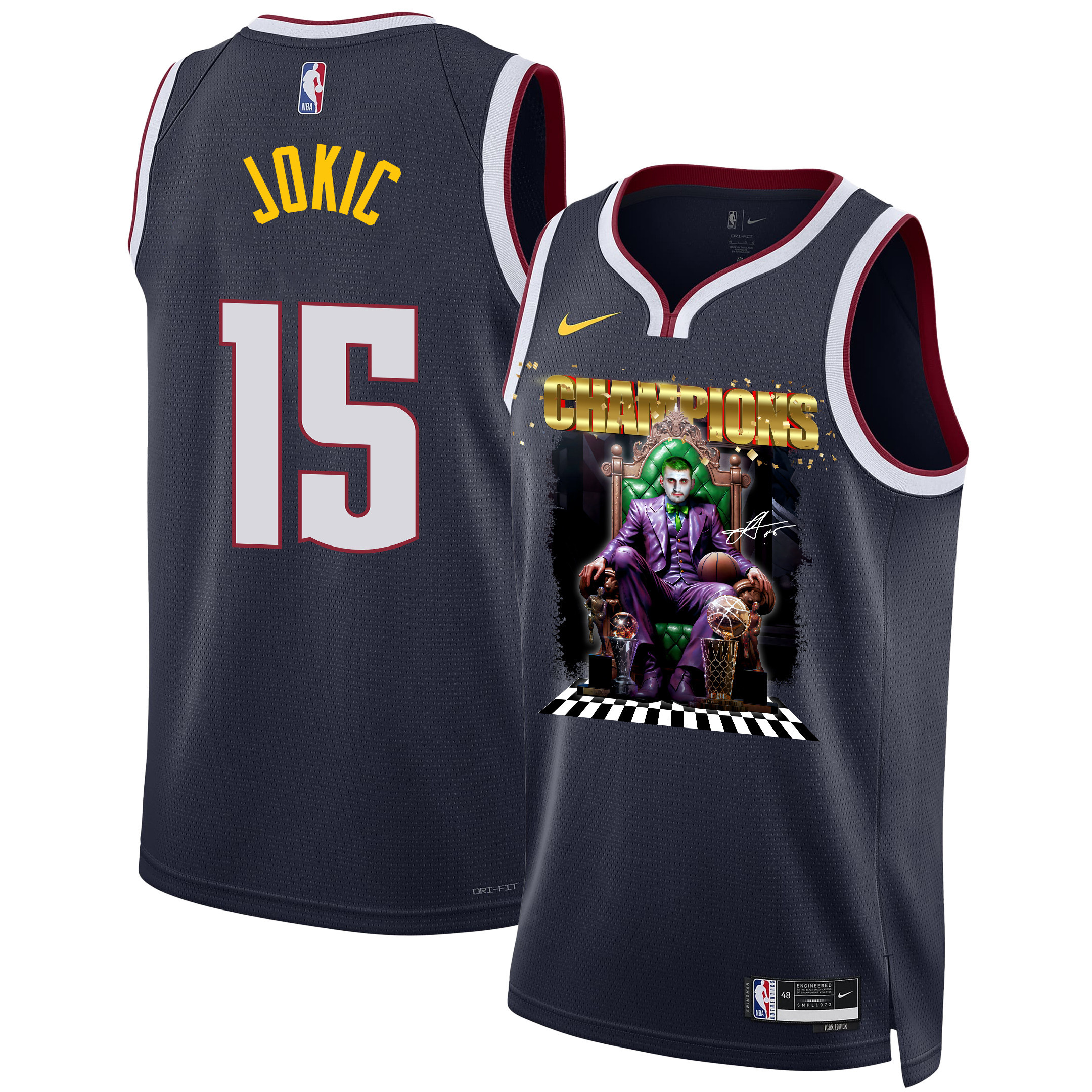 Nikola Joki? Denver Nuggets The Big Joker 2023 Nba Final Champions Swingman Jersey - Black