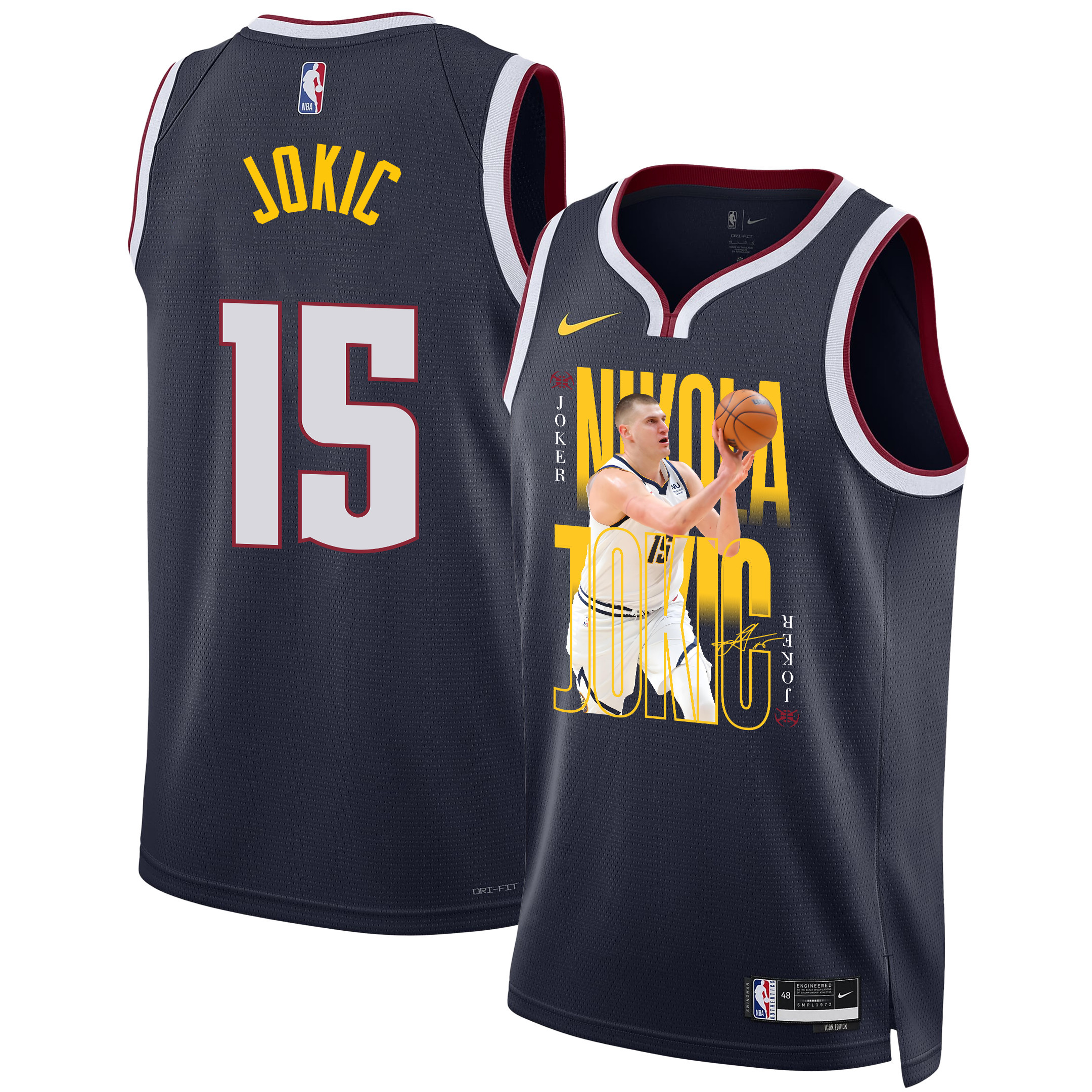 Nikola Jokic 15 Denver Nuggets Joker's Gold 2023 Nba Champions Swingman Jersey - Black
