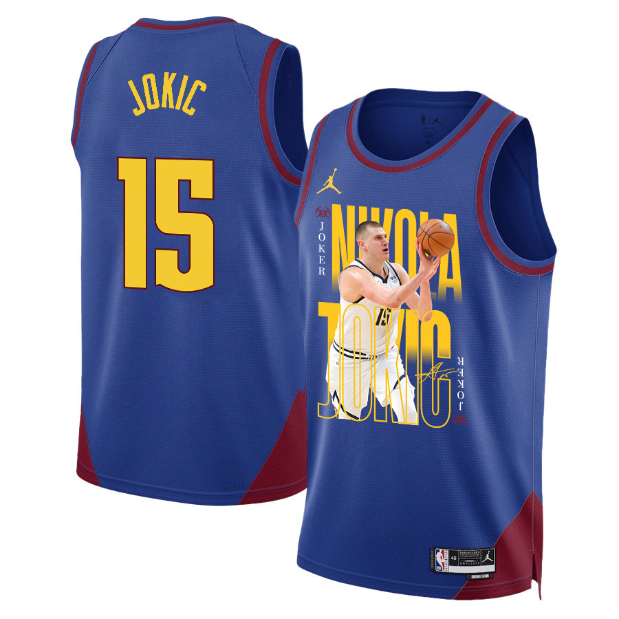 Nikola Jokic 15 Denver Nuggets Joker's Gold 2023 Nba Champions Swingman Jersey - Blue