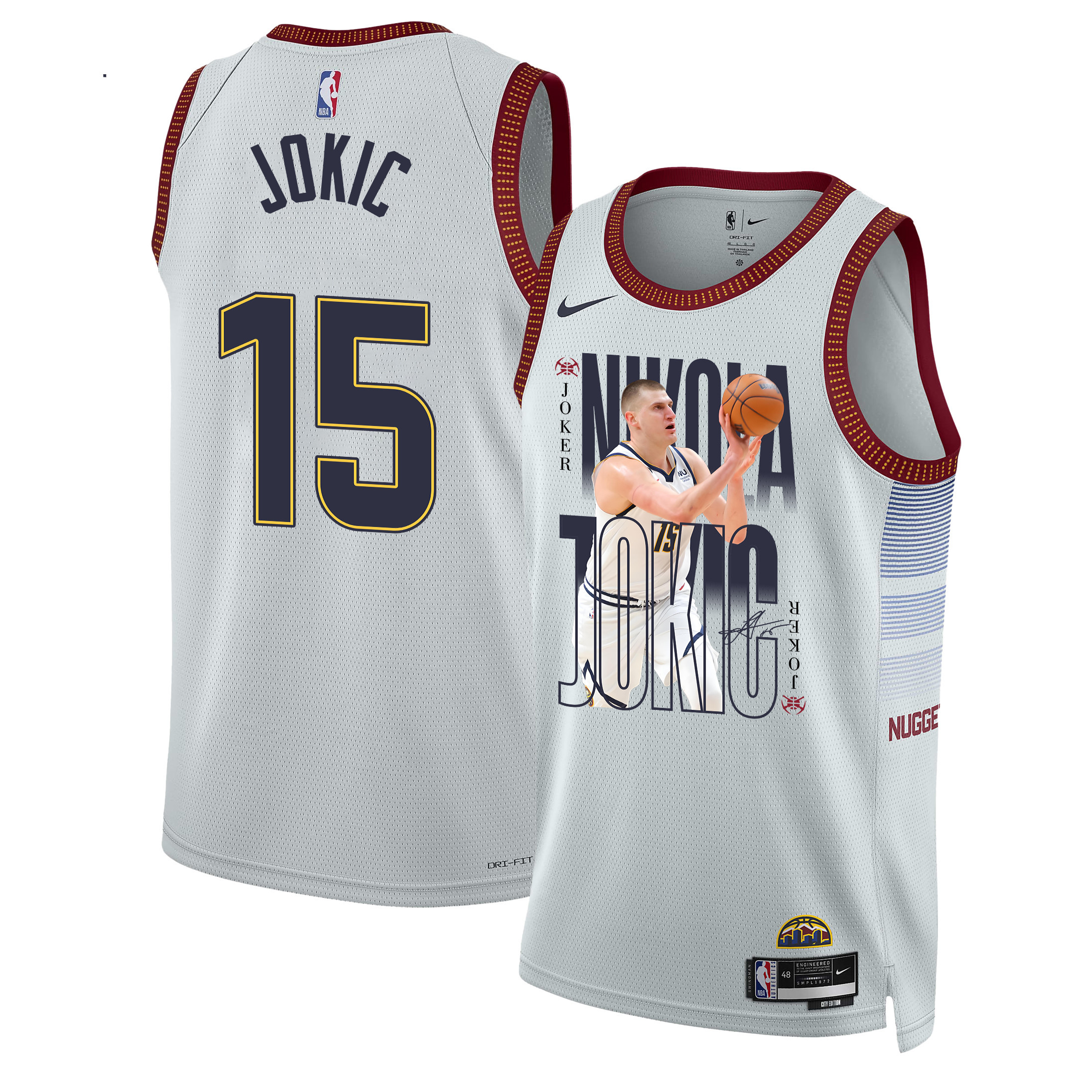 Nikola Jokic 15 Denver Nuggets Joker's Gold 2023 Nba Champions Swingman Jersey - White