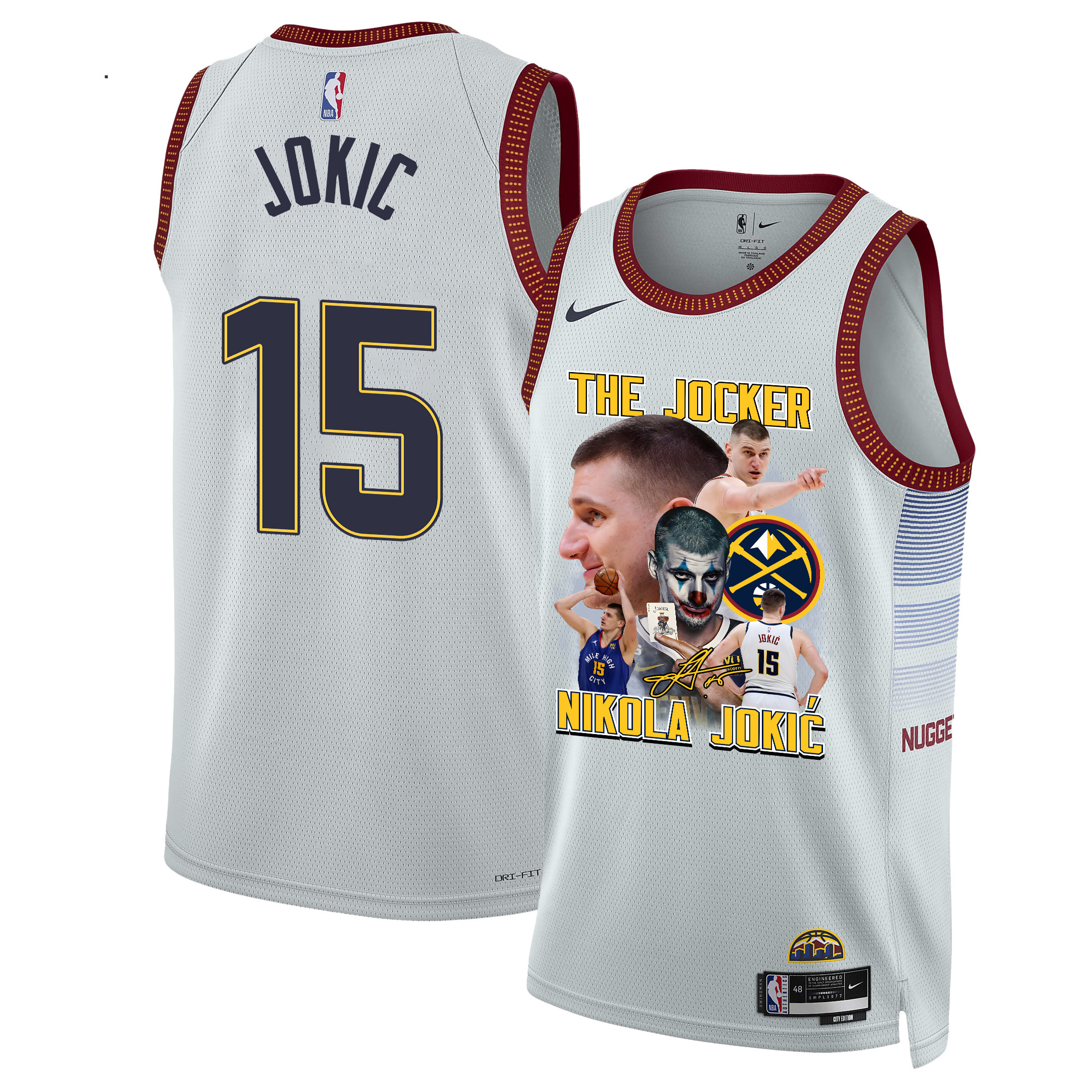 Nikola Jokic 15 Denver Nuggets Joker's Magic 2023 Nba Champions Swingman Jersey - White