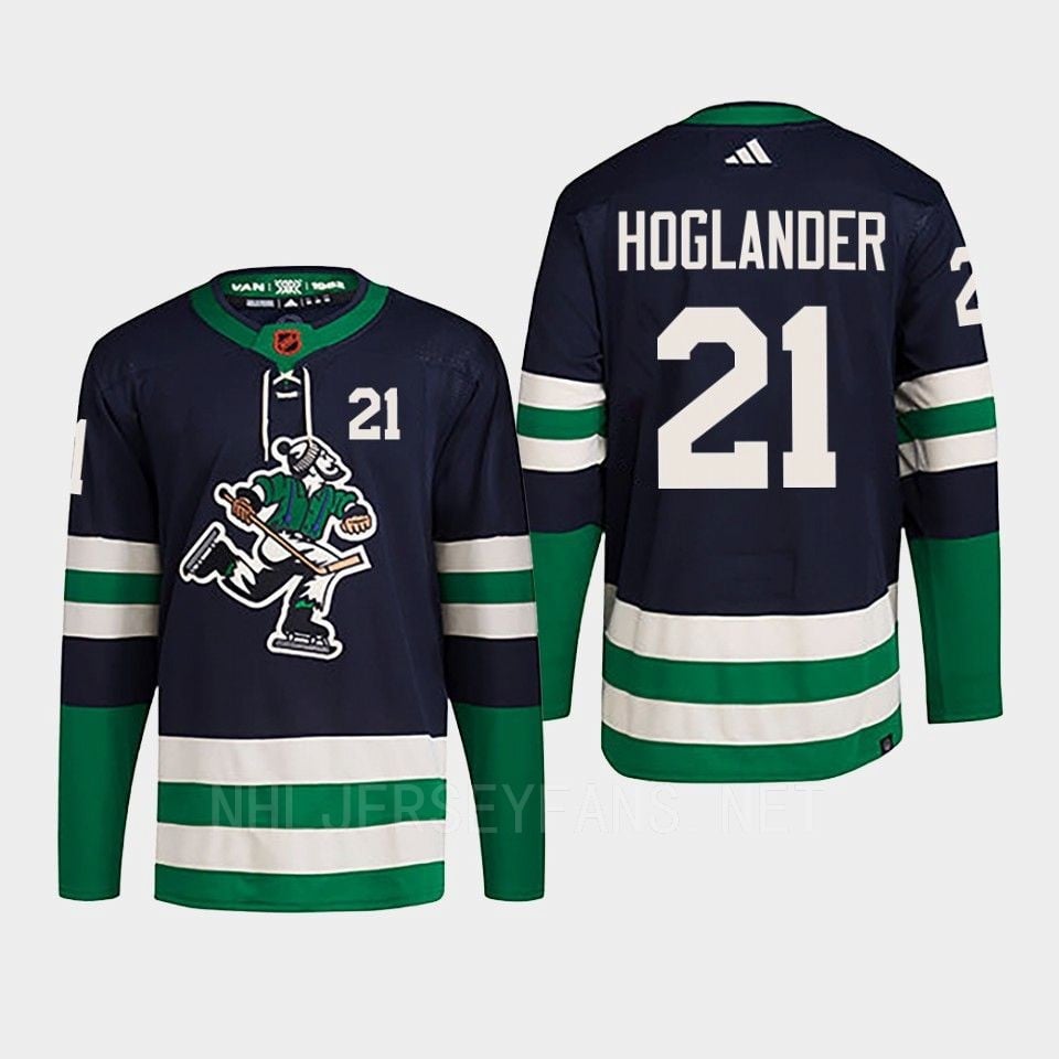 Nils Hoglander 21 Reverse Retro 2.0 2022 Vancouver Canucks Navy Jersey Primegreen