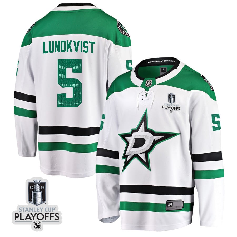 Nils Lundkvist 5 Dallas Stars 2024 Nhl Playoffs Patch Away Breakaway Jersey - Men
