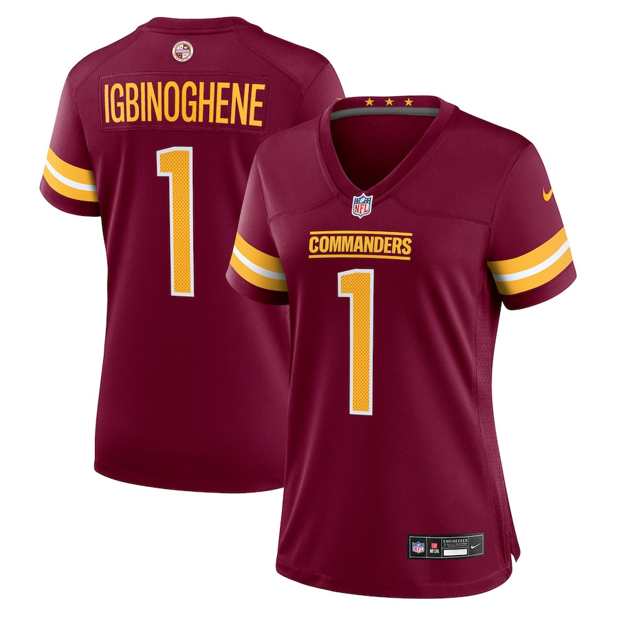 Noah Igbinoghene 1 Washington Commanders Women's Game Jersey - Burgundy Js6163