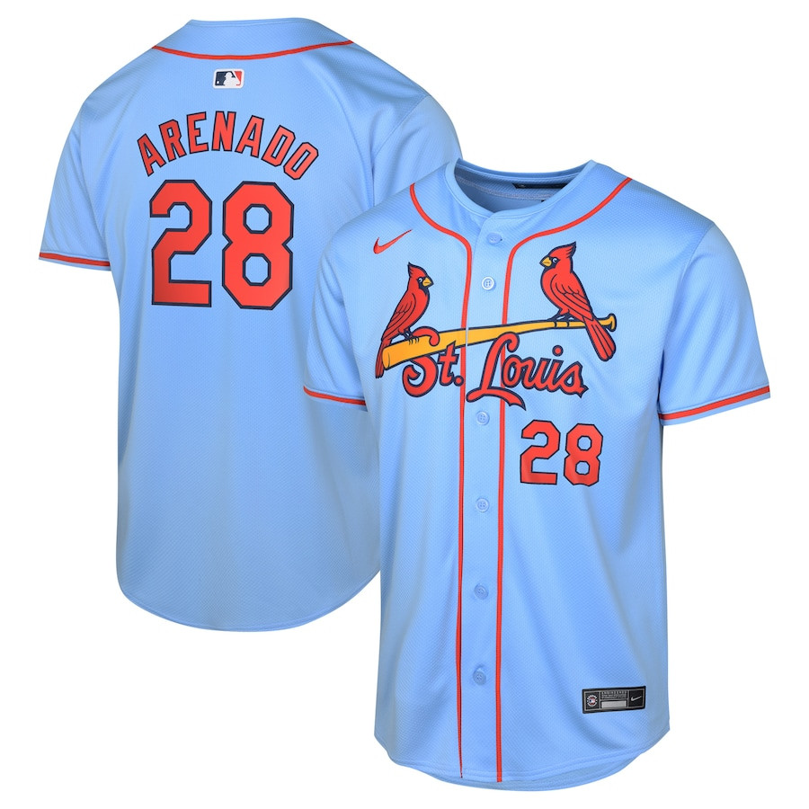 Nolan Arenado 28 St. Louis Cardinals Alternate Limited Youth Jersey - Light Blue