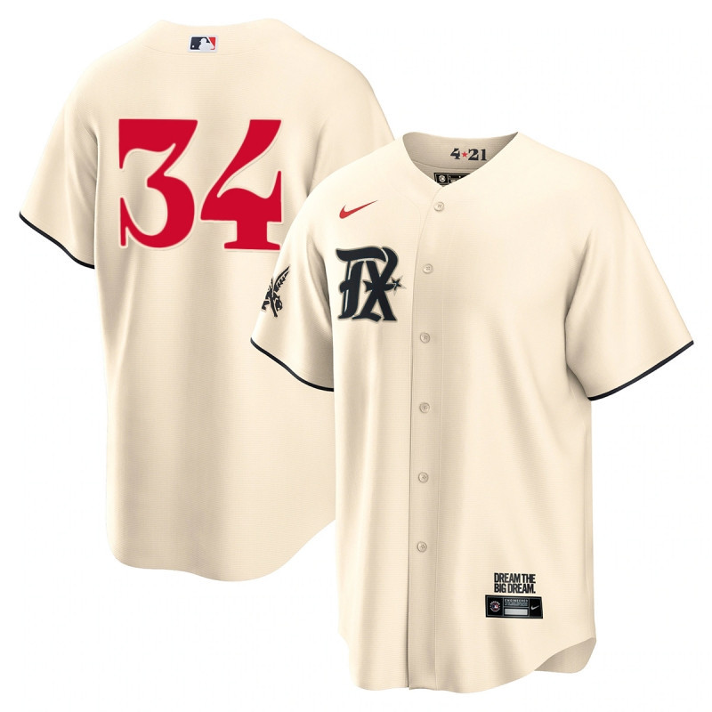 Nolan Ryan 34 Texas Rangers 2023 City Connect Game Jersey - Cream