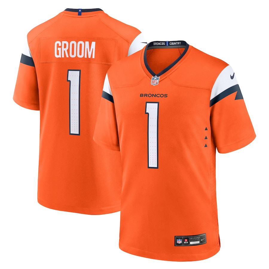 Number 1 Groom Denver Broncos Game Men Jersey - Orange Js5783