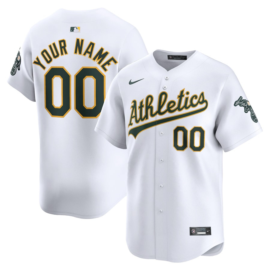 Oakland Athletics Home Limited Custom Youth Jersey - White