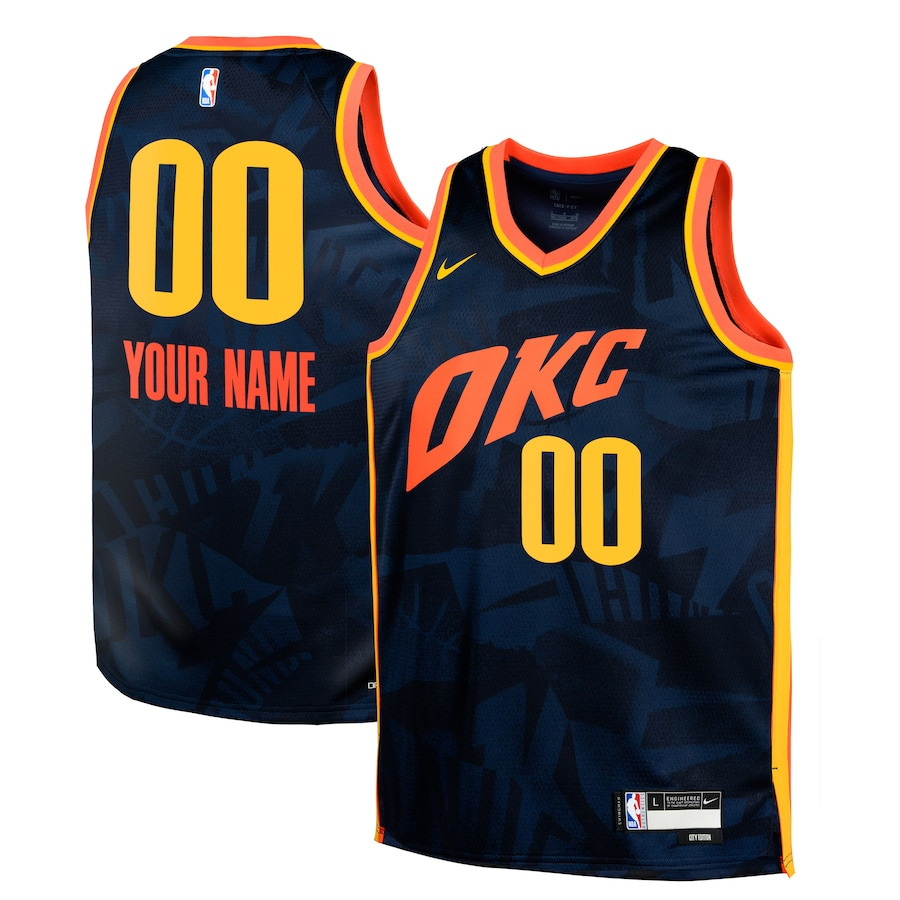 Oklahoma City Thunder 2023/24 City Edition Swingman Custom Youth Jersey - Navy