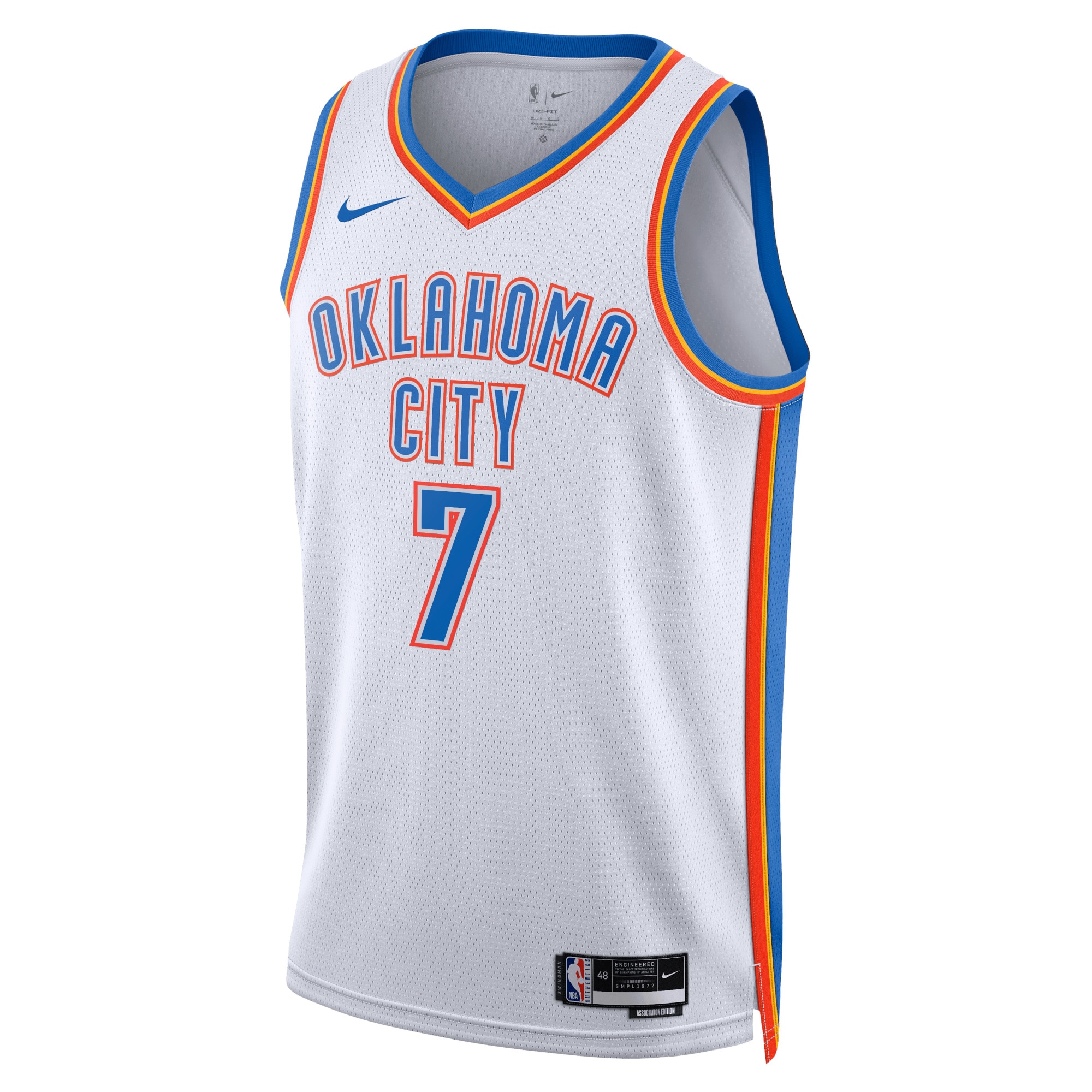 Oklahoma City Thunder Association Edition Swingman Jersey - White - Chet Holmgren - Unisex