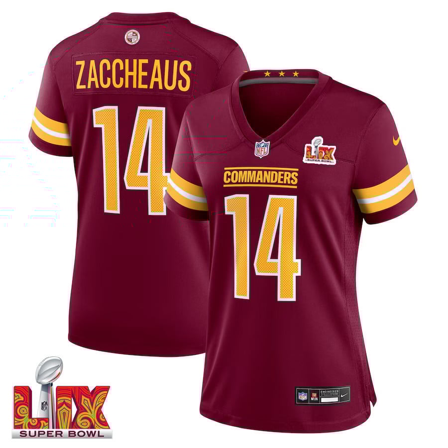 Olamide Zaccheaus #14 Washington Commanders Super Bowl Lix Women's Jersey - Burgundy Js9279