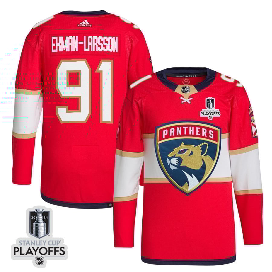Oliver Ekman-larsson 91 Florida Panthers 2024 Nhl Playoffs Patch Home Jersey - Men, Red