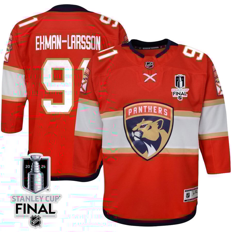 Oliver Ekman-larsson 91 Florida Panthers 2024 Stanley Cup Final Youth Home Breakaway Jersey - Red