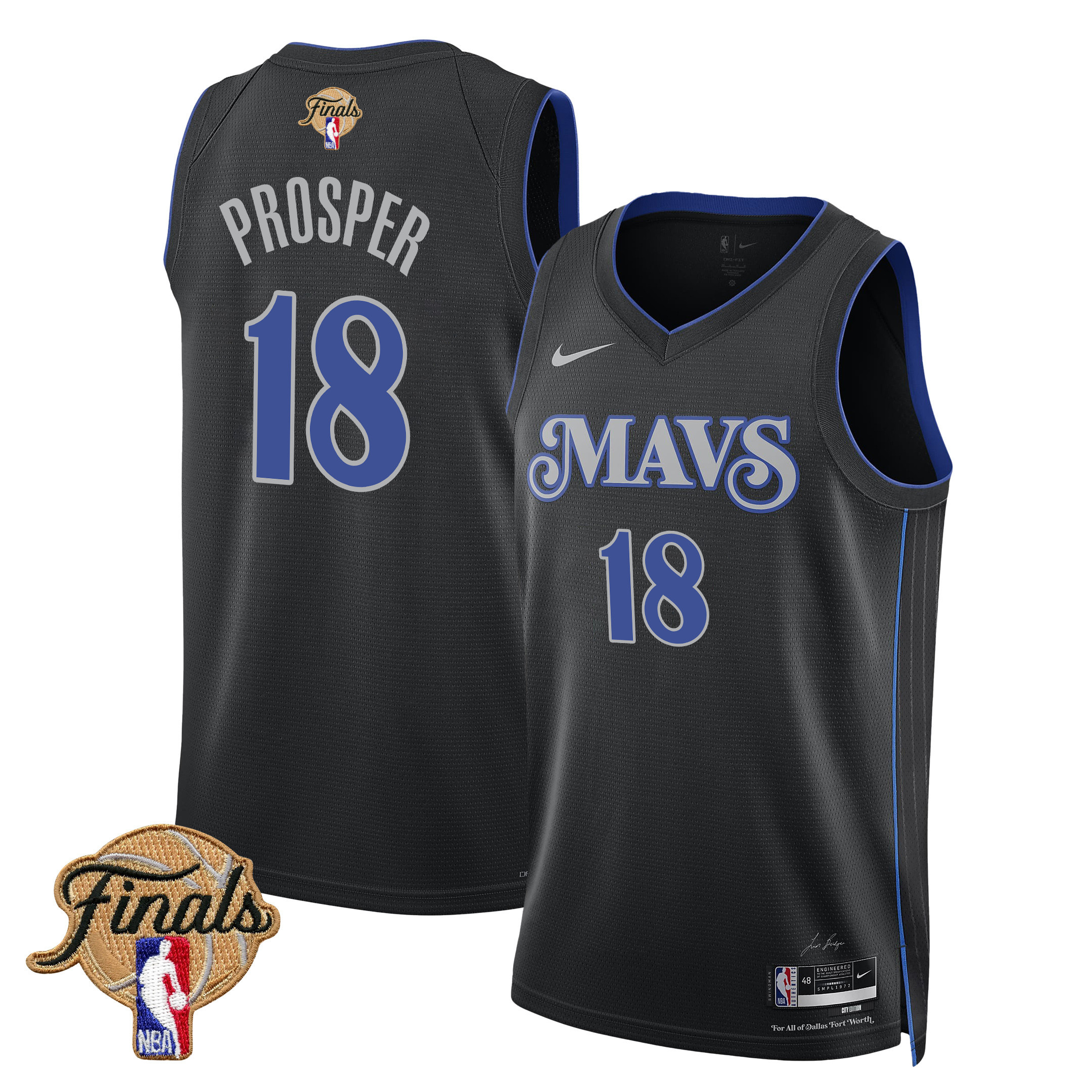Olivier-maxence Prosper 18 Dallas Mavericks 2024 Finals Patch Swingman Jersey - City Edition - Black