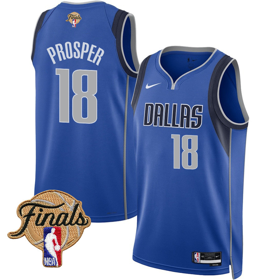 Olivier-maxence Prosper 18 Dallas Mavericks 2024 Finals Patch Swingman Jersey - Icon Edition - Blue
