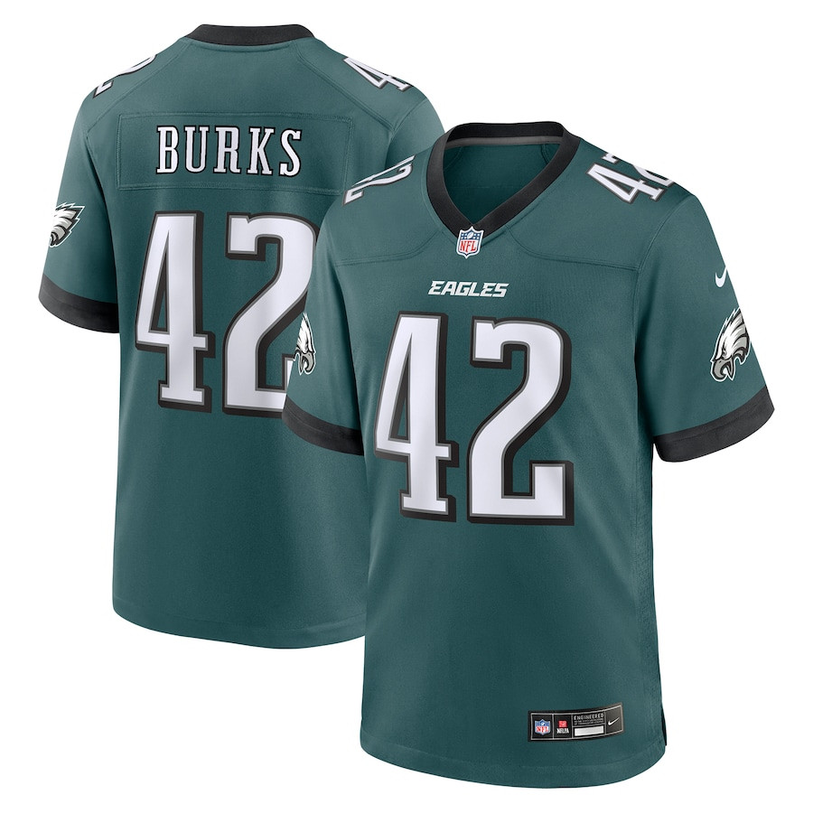 Oren Burks 42 Philadelphia Eagles Game Men Jersey - Midnight Green Js2124