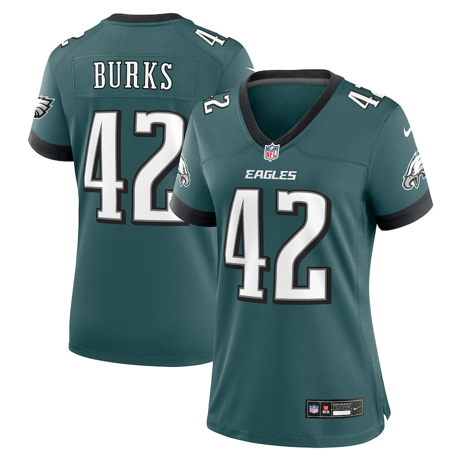 Oren Burks 42 Philadelphia Eagles Women Game Jersey - Midnight Green Js8360