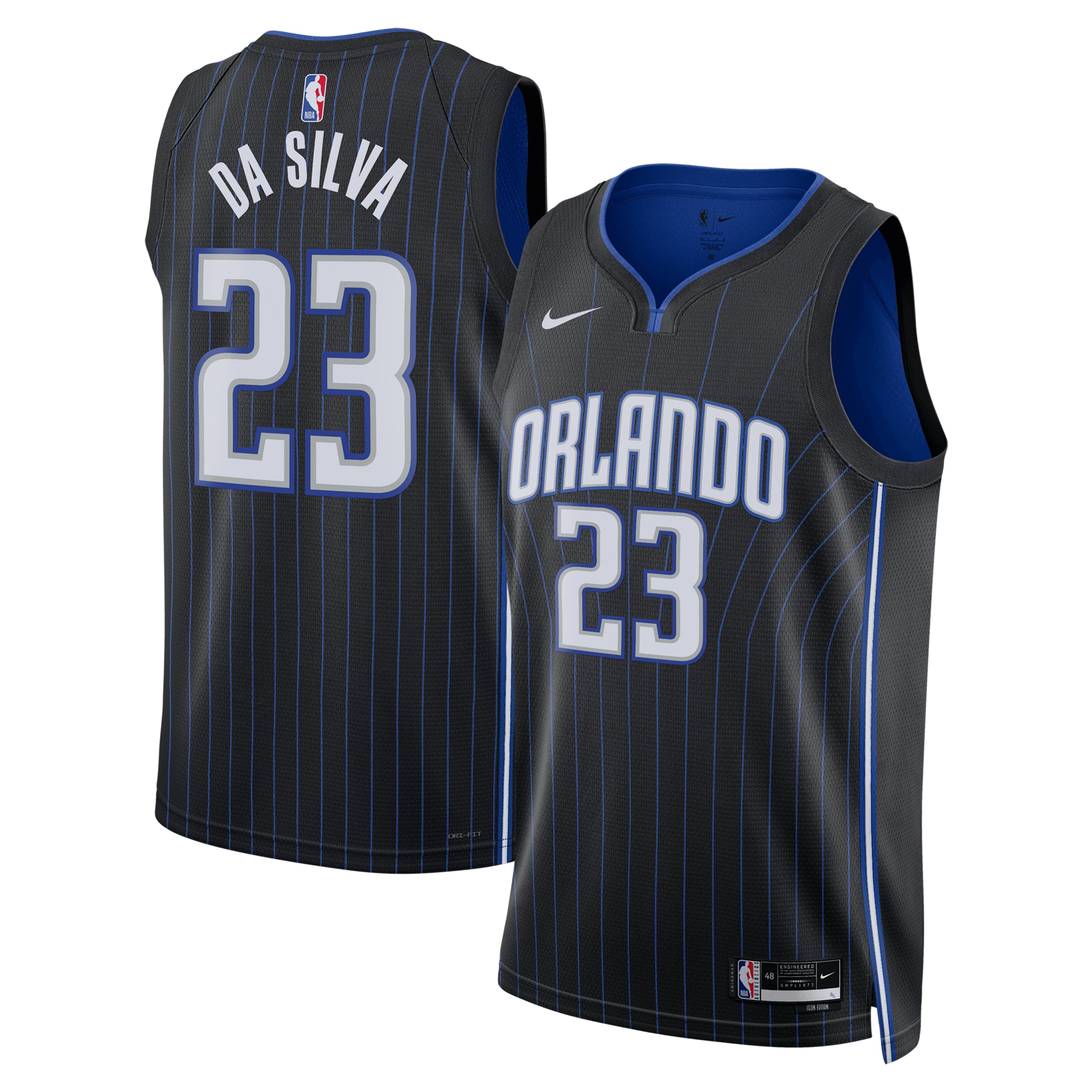 Orlando Magic Icon Swingman Jersey - Black - Tristan Da Silva - Unisex