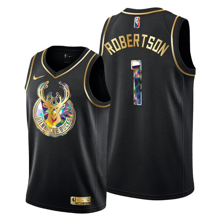 Oscar Robertson 1 Milwaukee Bucks 75th Anniversary Team Black Jersey - Men