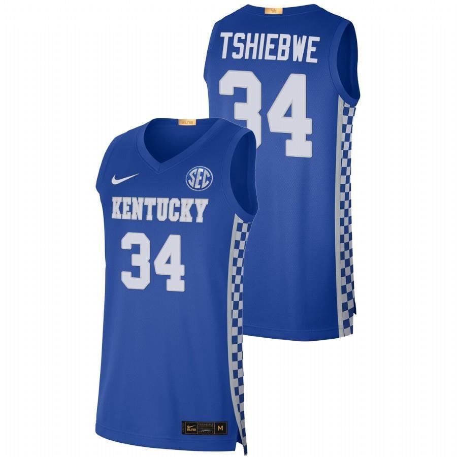 Oscar Tshiebwe 34 Royal Kentucky Wildcats 2023 College Basketball Jersey