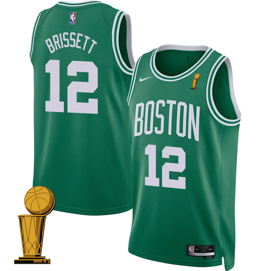 Oshae Brissett 12 Boston Celtics 2024 Finals Champions Jersey - Icon Edition - Kelly Green