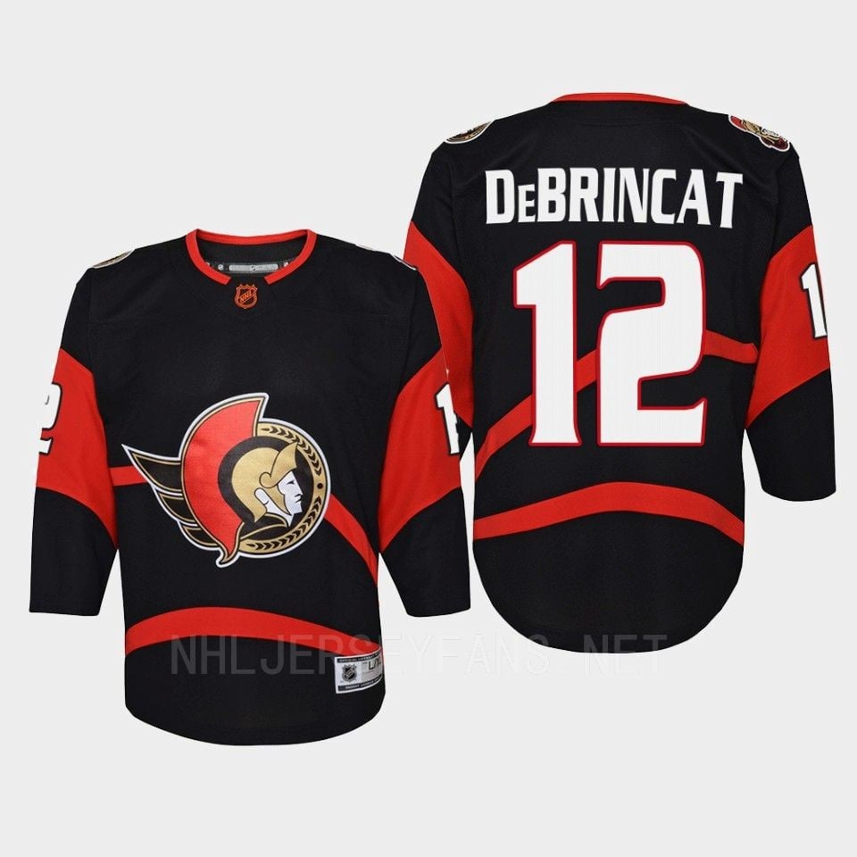 Ottawa Senators 12 Alex Debrincat Reverse Retro Black Equipment, Youth