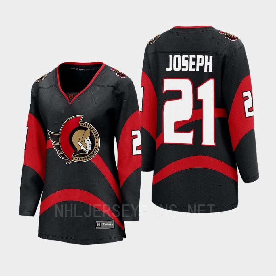 Ottawa Senators 21 Mathieu Joseph Reverse Retro Black Equipment, Women
