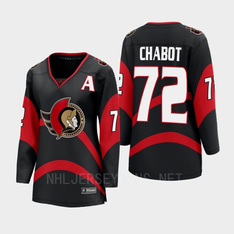 Ottawa Senators 72 Thomas Chabot Reverse Retro Black Equipment, Women