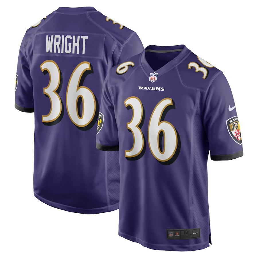Owen Wright 36 Baltimore Ravens Team Game Men Jersey - Purple Js1133