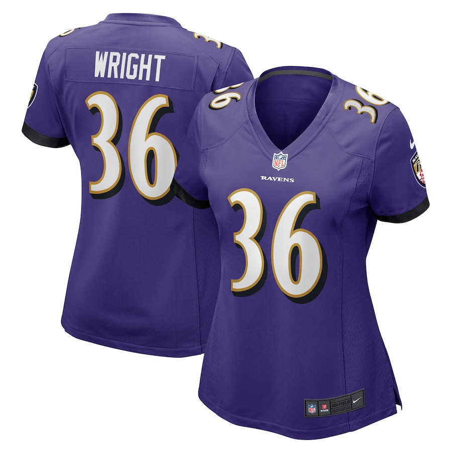 Owen Wright 36 Baltimore Ravens Women's Game Jersey - Purple Js5825