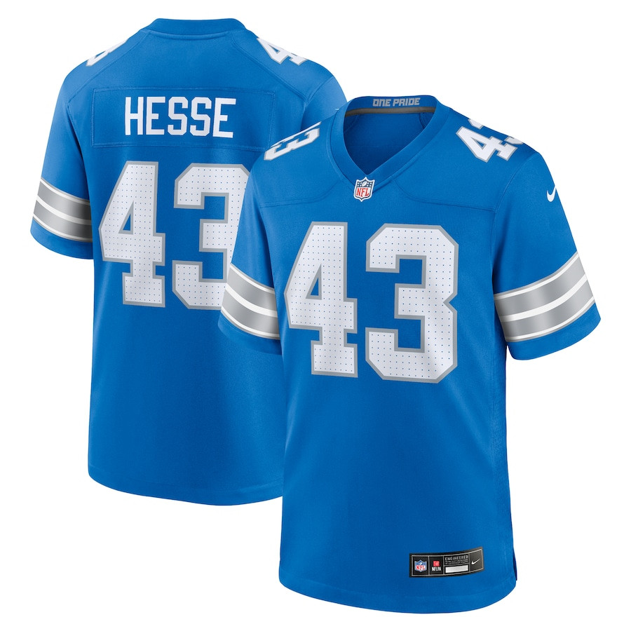 Parker Hesse 43 Detroit Lions Team Game Men Jersey - Blue Js6370