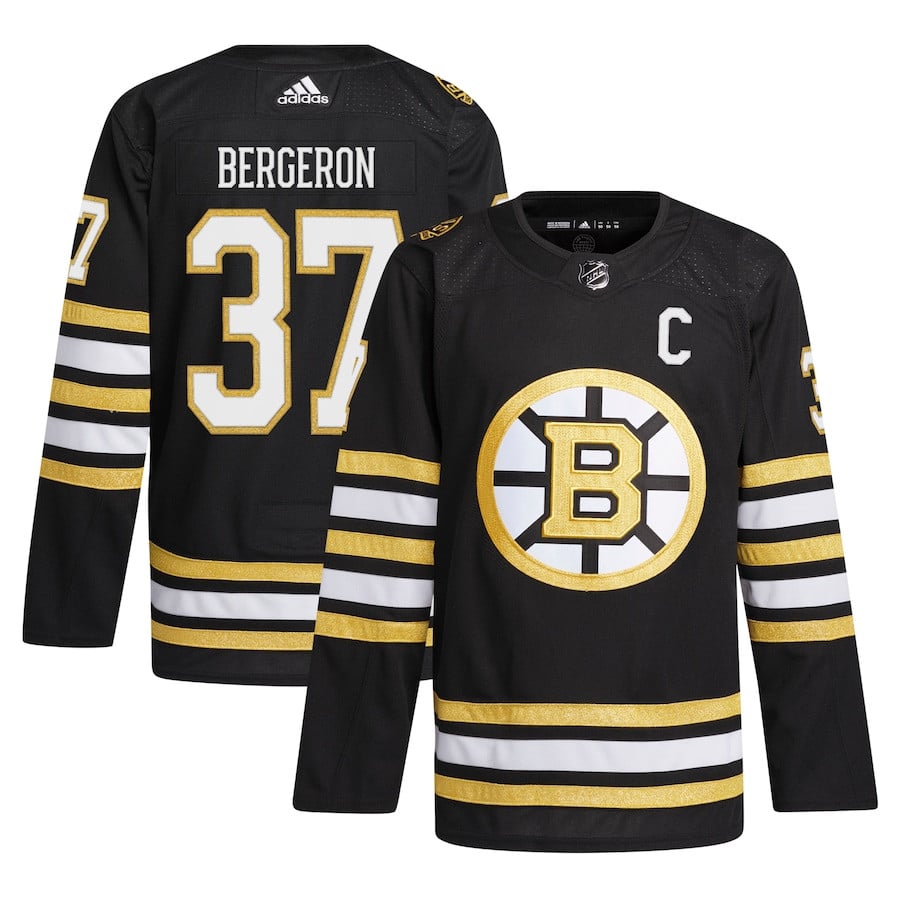 Patrice Bergeron 37 Boston Bruins 100th Anniversary Primegreen Home Men Jersey - Black