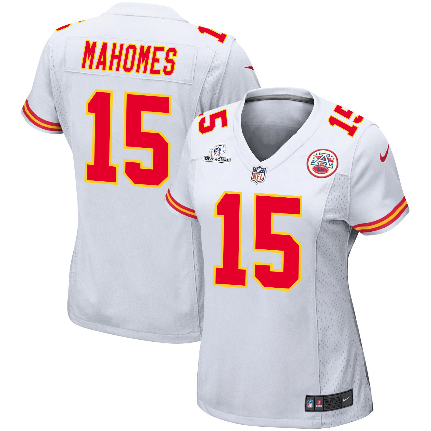 Patrick Mahomes 15 Kansas City Chiefs Super Bowl Lviii Patch Game Women Jersey - White Js3274