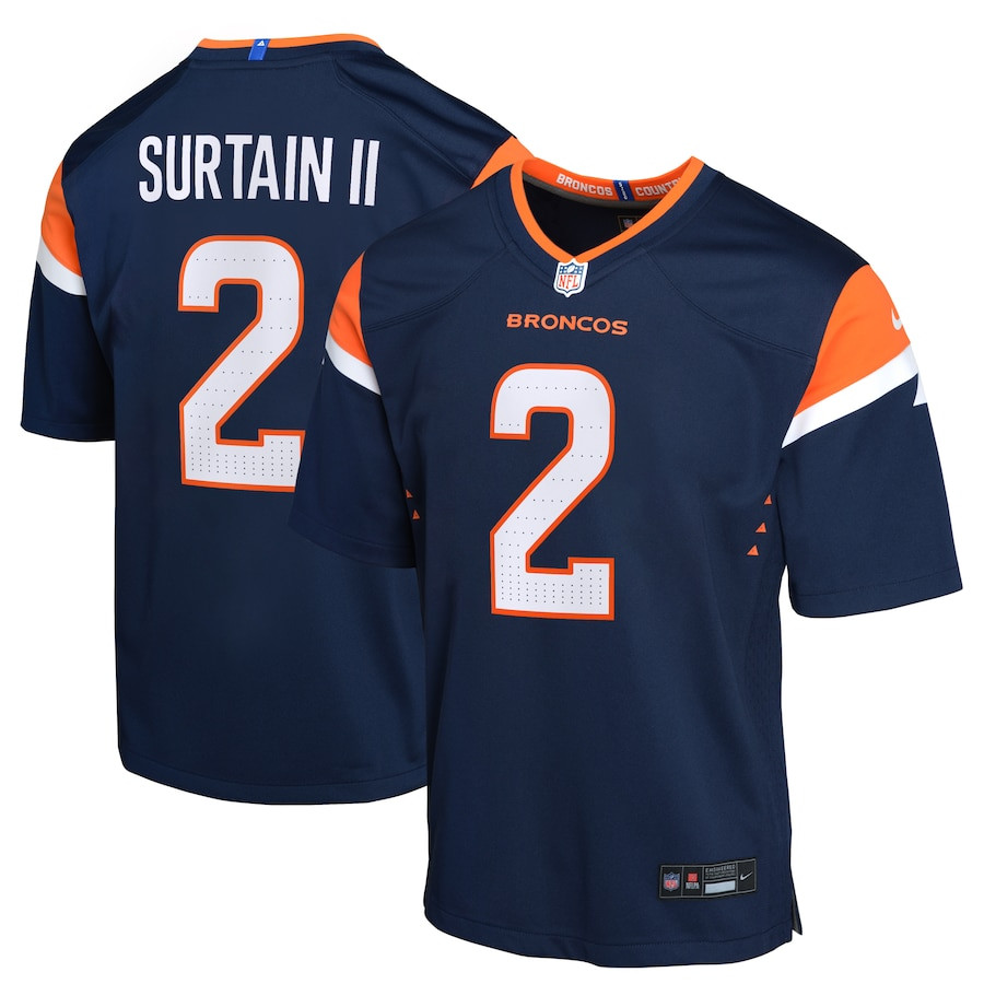 Patrick Surtain Ii 2 Denver Broncos Alternate Game Youth Jersey - Navy Js6055