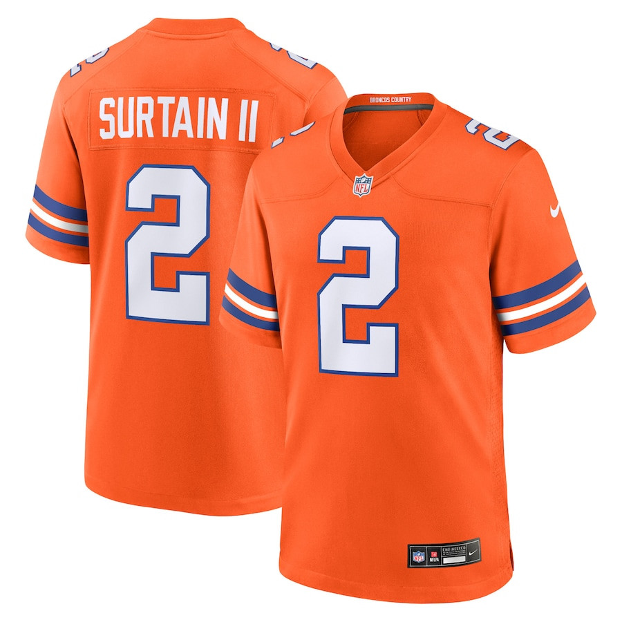 Patrick Surtain Ii 2 Denver Broncos Mile High Collection 1977 Throwback Player Game Men Jersey - Orange Js8584
