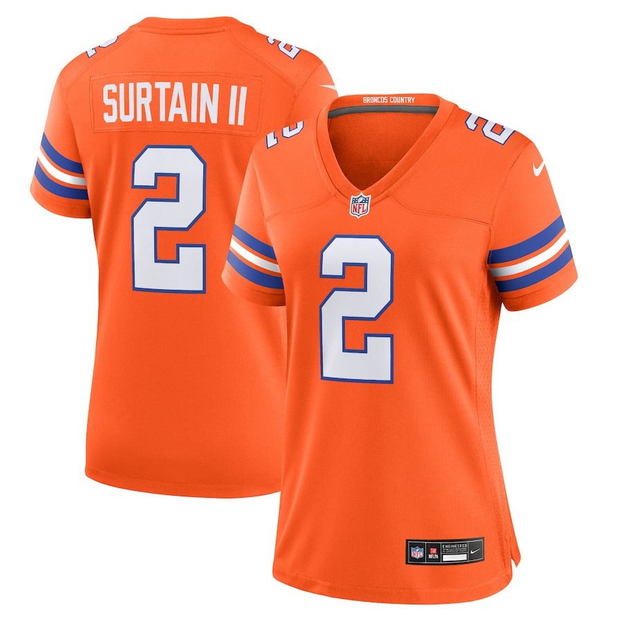 Patrick Surtain Ii 2 Denver Broncos Women's Mile High Collection 1977 Throwback Player Game Jersey - Orange Js4949