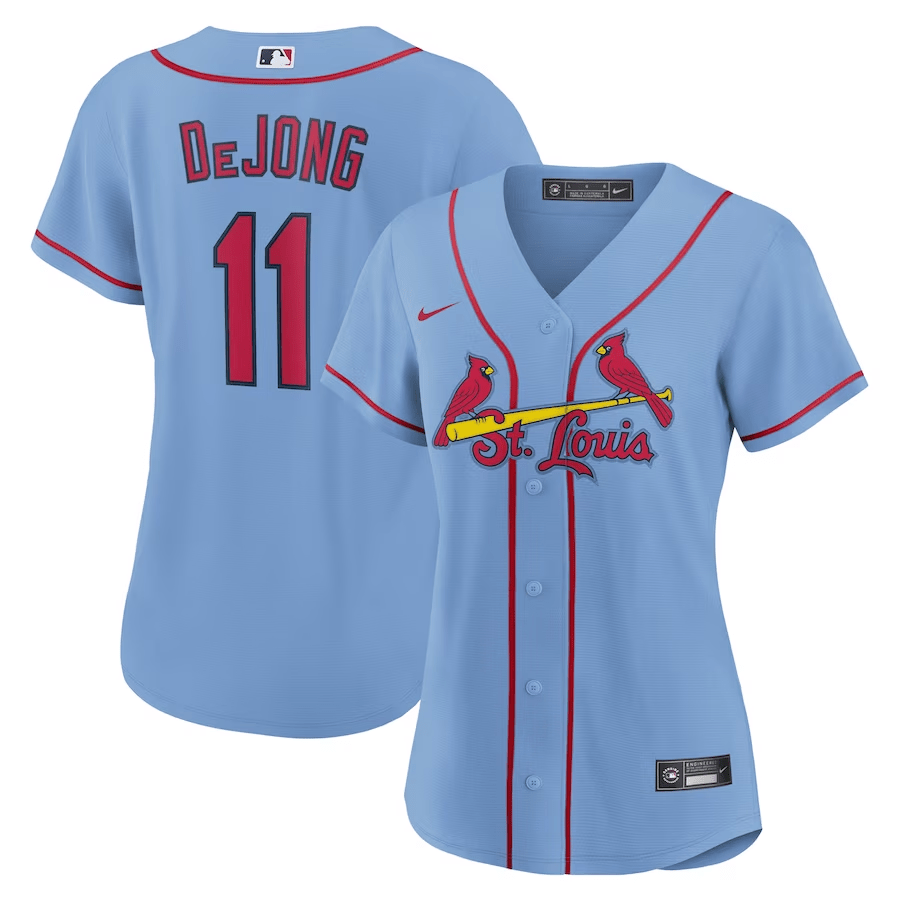 Paul Dejong 11 St. Louis Cardinals Women Alternate Jersey - Light Blue