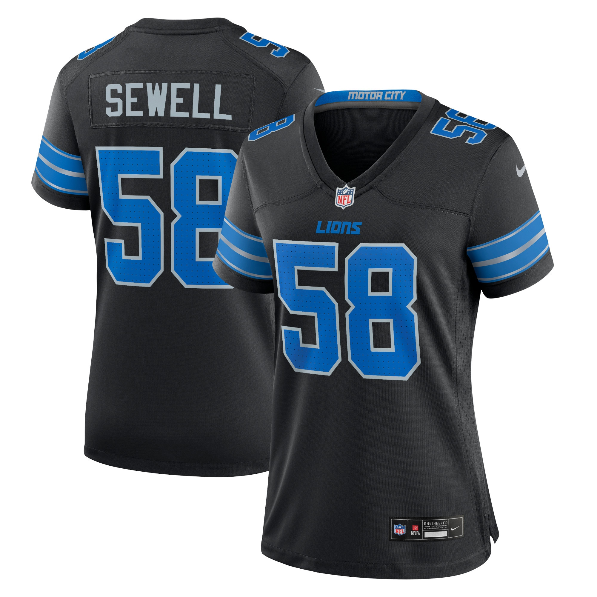 Penei Sewell 58 Detroit Lions Women's Alternate Game Jersey - Black Js8922