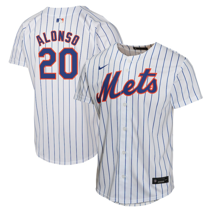 Pete Alonso 20 New York Mets Home Game Player Youth Jersey - White
