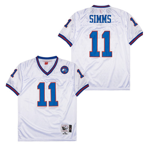 Phil Simms 11 New York Giants Spider Lockhart 43 Patch Throwback Men Jersey - White Js8958