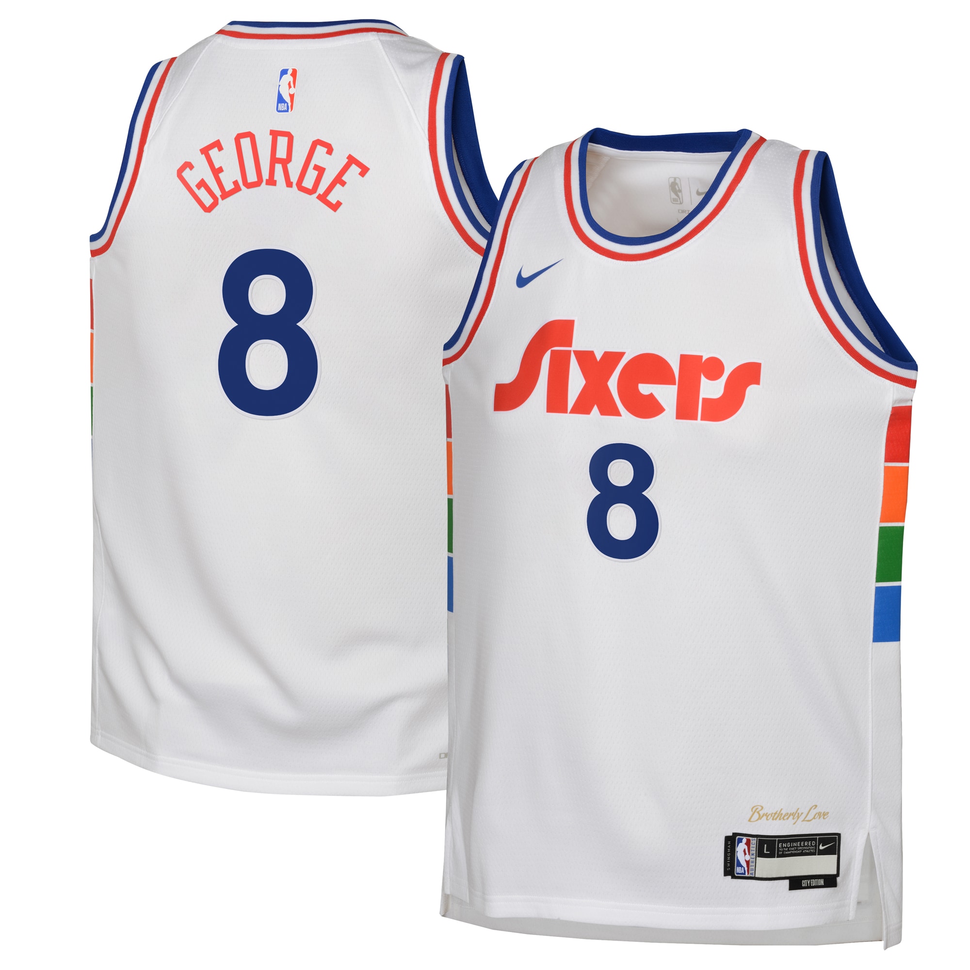 Philadelphia 76ers City Edition Swingman Jersey 2024 - White - Paul George - Youth